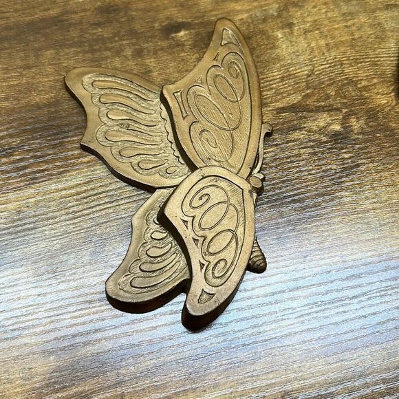 Vintage Universal Statuary 1973 Retro Gold Plastic Butterfly Wall Plaque 2pc Set - Picture 2 of 7